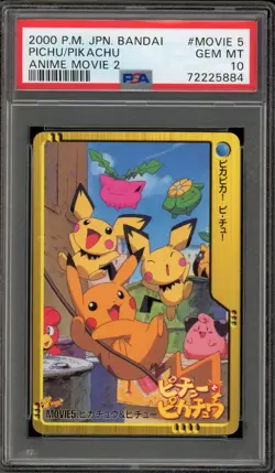 Pokemon Bandai Pichu & Pikachu Anime Movie 2 Japanese #MOVIE 5 PSA 10 Gem Mint - Image 1