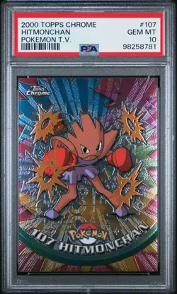 PSA 10 2000 Topps TV Chrome Hitmonchan 107 Pokemon Card - Gem Mint! - Image 1