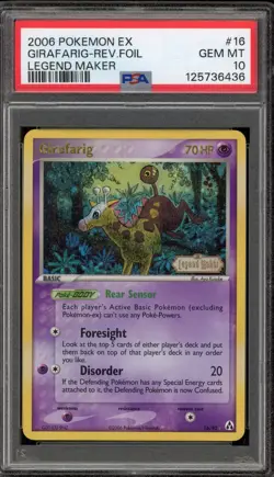 Pokemon Girafarig EX Legend Maker Reverse Holo Rare #16 PSA 10 Gem Mint - Image 1