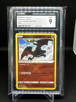 Radiant Charizard Pokemon Crown Zenith 020/159 Holo CGC Mint 9 - Image 1