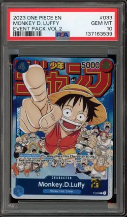 One Piece CCG Monkey.D.Luffy Event Pk. Vol. 2 P-033 PSA 10 Gem Mint - Image 1