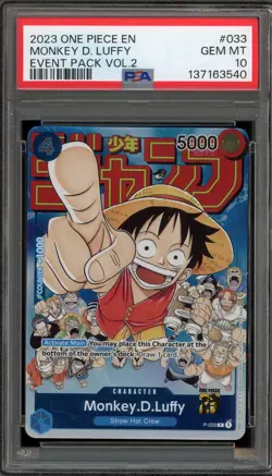 One Piece CCG Monkey.D.Luffy Event Pk. Vol. 2 P-033 PSA 10 Gem Mint - Image 1