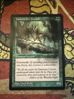 Mtg Magic Misprint Black Ink Heartwood Treefolk Misprint Error Card - Image 1