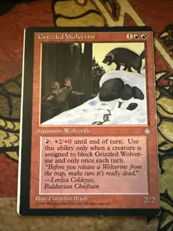Mtg Magic Ice Age Misprint Miscut Sheet Edge Grizzled Wolverine Error Card - Image 1