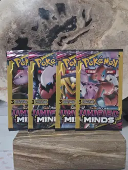 (Lot of 4) Pokemon TCG: Sun And Moon Unified Minds (3-Card) Packs Factory Sealed - Image 1