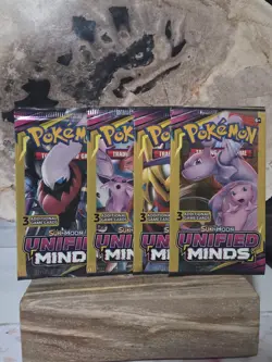 (Lot of 4) Pokemon TCG: Sun And Moon Unified Minds (3-Card) Packs Factory Sealed - Image 1