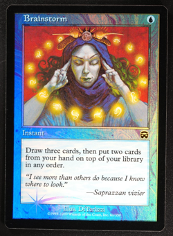 Brainstorm FOIL MMQ Magic Card Mercadian Masques MTG - Image 1