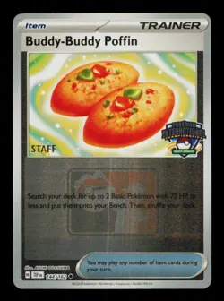 Pokemon Card STAFF Buddy-Buddy Poffin 144/162 TEF IC Holo NAIC Promo NM 2024 #1 - Image 1