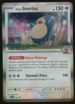 Pokemon Card Hop's Snorlax SVP 184 Promo Holo Journey Together LP 2025 - Image 1
