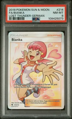 Pokemon Bianka 214/214 Lost Thunder Sun & Moon PSA 8 NM-MT Pop 2 - Image 1