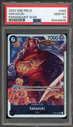 One Piece CCG Sakazuki Paramount War OP02-099 PSA 10 Gem Mint - Image 1