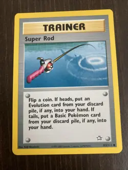 Super Rod 103/111 Neo Genesis Rare Vintage Pokemon Card Fishing Pole - Image 1