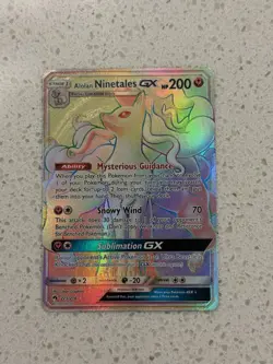 Pokemon Alolan Ninetales GX TCG Full Art Holo Lost Thunder Ultra Rare NM Card - Image 1