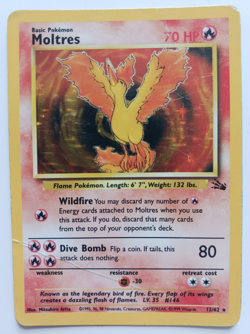 Moltres Pokemon Card Holo WOTC 12/62 Fossil Set Rare Vintage 1999 Original HP - Image 1