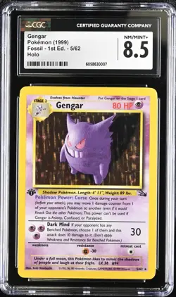 CGC 8.5 Gengar 1999 Fossil - 1st Edition 5/62 Holo Pokemon Card NM/MINT - Image 1