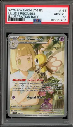 Pokemon Lillie's Ribombee Journey Together Illustration Rare #164 PSA 10 - Image 1