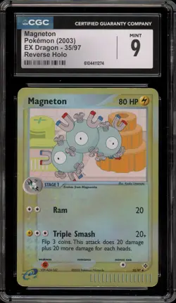 Pokemon Magneton EX Dragon Reverse Holo #35 CGC 9 Mint - Image 1