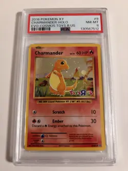 Charmander #9 Promo 2016 Pokemon TCG Promo COSMOS-TOYS R US #9 PSA 8 NM-MT - Image 1