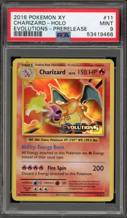 Pokemon Charizard XY Evolutions Prerelease Holo Rare Promo #11 PSA 9 Mint - Image 1