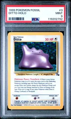 1999 Fossil Ditto Holo #3 Holo PSA 9 - Image 1