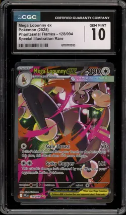 Pokemon Mega Lopunny ex Phantasmal Flames Special Illustration Rare #128 CGC 10 - Image 1