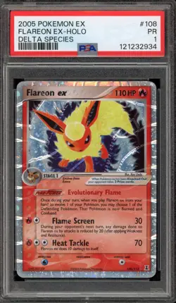 Pokemon Flareon ex EX Delta Species Holo Ultra Rare #108 PSA 1 - Image 1