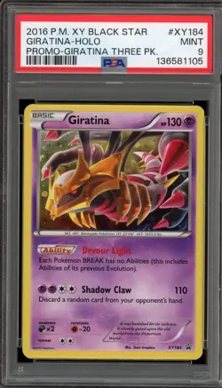 Pokemon Giratina 3 Pk. Blister Black Star Holo Promo XY184 PSA 9 Mint - Image 1
