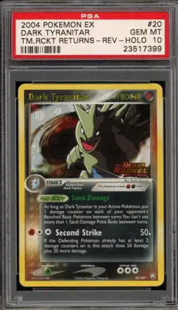 Pokemon Dark Tyranitar EX Team Rocket Returns Reverse Holo Rare #20 PSA 10 - Image 1