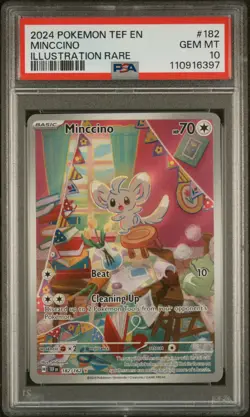 PSA 10 GEM Mint Minccino 182/162 Illustration Rare Full Art - Pokemon SV05 TEF - Image 1