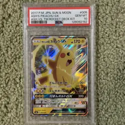 Ash's Pikachu GX 005 Team Rocket Mimikyu 010 PSA 10 SEQUENTIAL Ash Deck Pokemon - Image 3