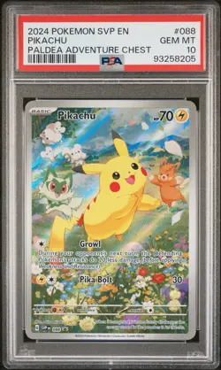 2024 POKEMON SVP EN-SV BLACK STAR PROMO PALDEA ADVENTURE CHEST PIKACHU PSA 10 - Image 1