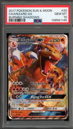 Pokemon Charizard GX Burning Shadows Holo Ultra Rare #20 PSA 10 Gem Mint - Image 1
