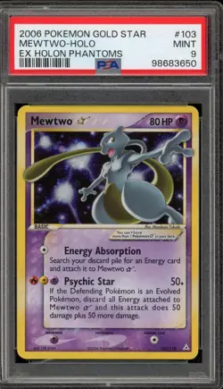 Pokemon Mewtwo Gold Star EX Holon Phantoms Holo Ultra Rare #103 PSA 9 Mint - Image 1