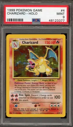 Pokemon Charizard Base Set Unlimited Holo Rare #4 PSA 9 Mint - Image 1