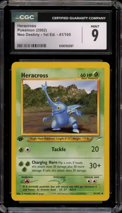 Pokemon Heracross Neo Destiny 1st Edition #41 CGC 9 Mint - Image 1