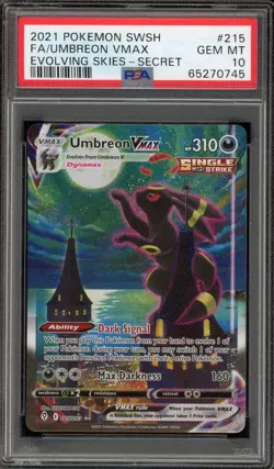 Pokemon Umbreon VMAX Evolving Skies Secret Rare Full Alt Art #215 PSA 10 - Image 1