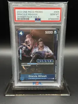 Dracule Mihawk PSA 10 Winner Pack Vol. 4 One Piece TCG CCG Promo ST-005 2023 - Image 1