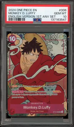 One Piece CCG Monkey.D.Luffy E1st ANV Set English Version ST10-006 PSA 10 - Image 1