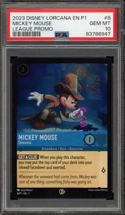 Disney Lorcana Mickey Mouse League Holo Promo 8/P1 PSA 10 Gem Mint - Image 1