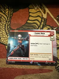 Star Wars Unlimited Sabine Wren Leader Hyperspace Misprint Crimp Error Card - Image 1