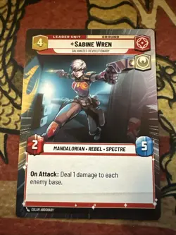 Star Wars Unlimited Sabine Wren Leader Hyperspace Misprint Crimp Error Card - Image 3