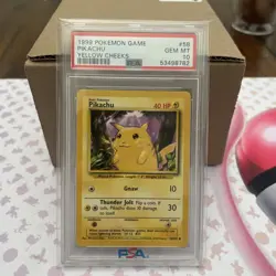 1999 Pokemon Game Pikachu Yellow Cheeks Card #58 PSA 10 Gem Mint - Image 1