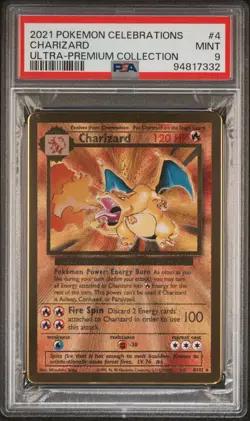 PSA 9 - 2021 Pokemon Celebrations UPC CHARIZARD Gold Metal Card - Image 1