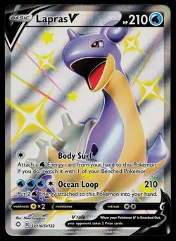Pokemon Card - Lapras V Shining Fates SV110/SV122 Shiny Holo Rare - Image 1