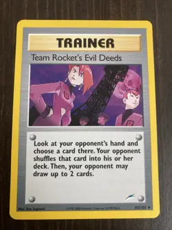 Team Rocket's Evil Deeds 103/105 Neo Destiny Rare Vintage Pokemon Card Rocket - Image 1