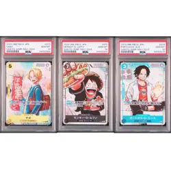 PSA 10 Sequential Set One Piece Luffy, Sabo, Ace Saikyo Jump May 2024 #73-75 - Image 1