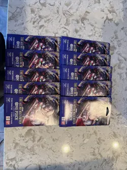 One Piece OP14 The Azure Sea’s Seven Sleeved Booster Pack Lot Of 10 - In Hand - Image 1