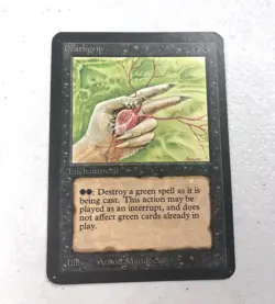 MTG Magic the Gathering Deathgrip Card Alpha English Rare - Image 1