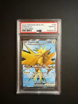 2023 Pokemon Mew en Zapdos EX Ultra Rare Card #192 PSA 10 - Image 1