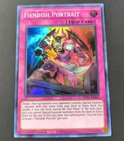 Yu-Gi-Oh! Fiendish Portrait Super Rare Holo Trap Card MP21-EN033 NM 1st Edition - Image 1